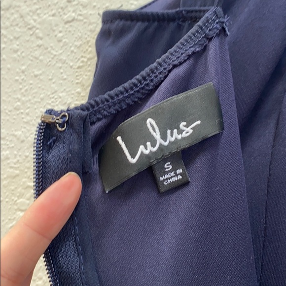 Lulus - Halter Dark Blue, Double Lined Maxi, Formal Dress, Size S - Picture 7 of 12